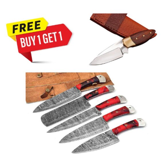Kitchen Knife Set with Red Rose Handle – Premium Stainless Steel Blades NEW - Picture 1 of 8